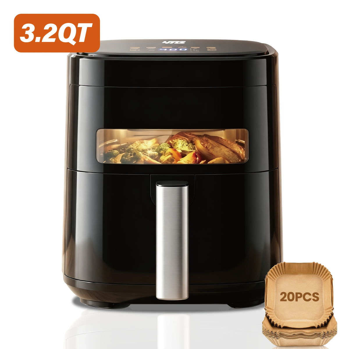 Large Capacity Air Fryer 8.5QT & 3.2QT with Smart Touch Screen – 8 Preset Functions, Nonstick Basket, Even Crisp Technology for Family Meals, 5-6 Servings, Black Digital Kitchen Air Fryer
