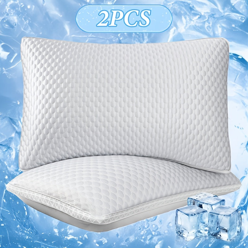 Cooling Bed Pillows Set of 2 – All-Season Support for Side, Back & Stomach Sleepers, Adjustable Fill, Soft Polyester Cover with Zipper, for Bedroom & Dorm