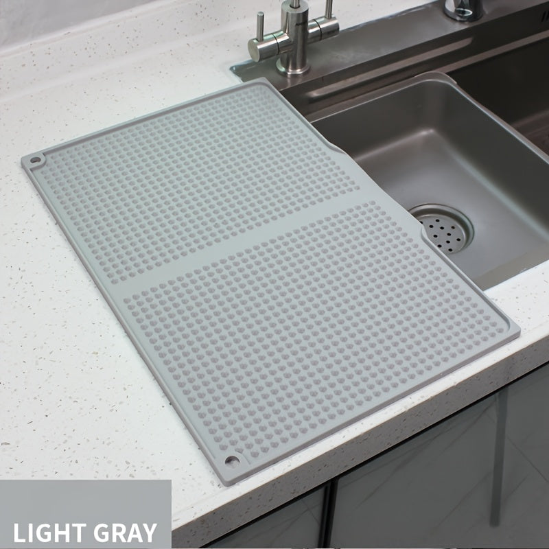 Large Kitchen Drying Mat Splash Proof Countertop Pad 17.72x12.2 Inch Heat Resistant 446°F Anti-Slip Drain Hole Dishwasher Safe Sink Stove Mat Easy Clean Space Saving