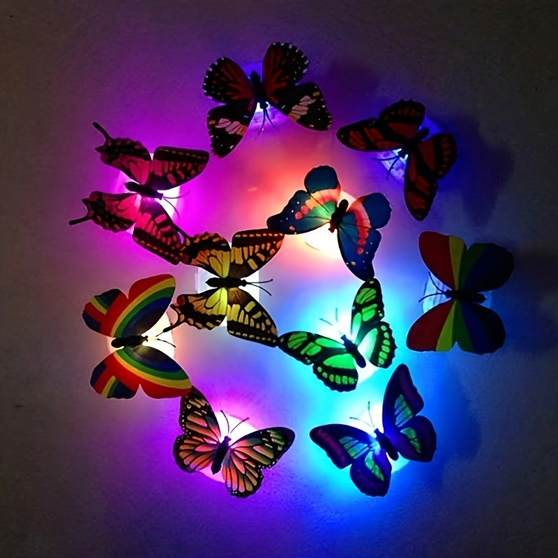 LED Butterfly Wall Decorations 30 Pcs 3D Butterfly Night Light Stickers for Bedroom Living Room Party Wedding Decor, Colorful Glowing Butterfly Wall Stickers Home Decor Gift, Random Color