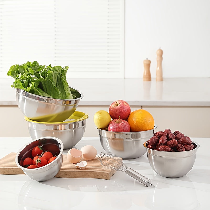 Stainless Steel Mixing Bowls Set 21-Piece with Lids & 3 Grater Attachments – Nesting Bowls 0.7QT to 4.5QT for Cooking, Baking & Serving, Kitchen Bowl Set