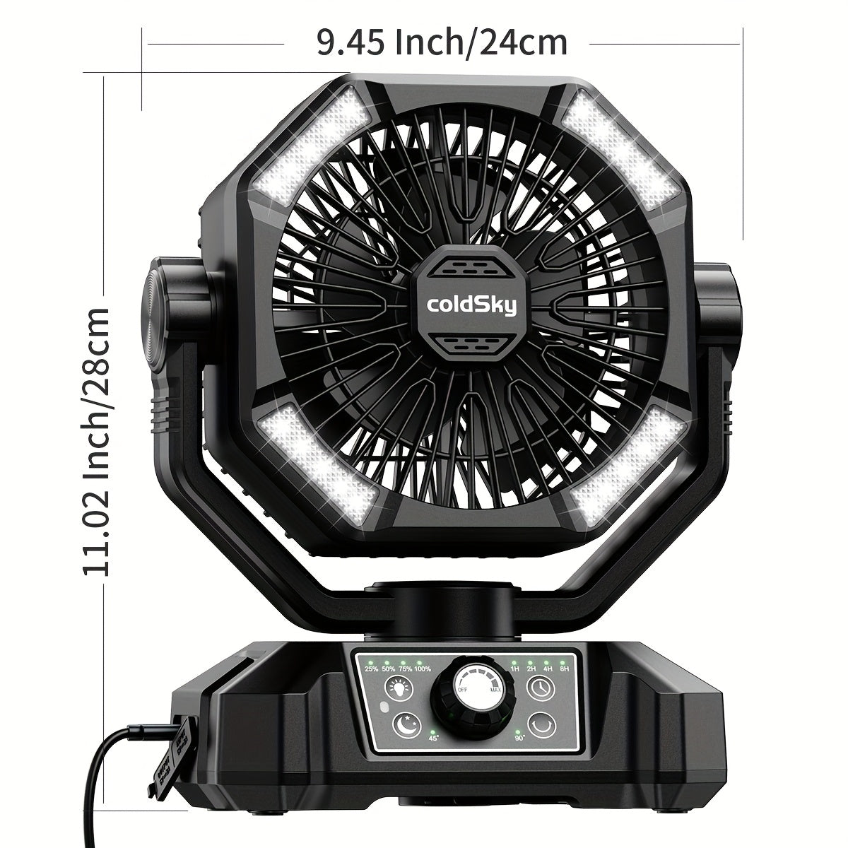 Portable Camping Fan 20000mAh Battery Powered – Dual Motor 8-Speed with Remote Control 4 LED Lanterns & Hook for Tent Bedroom Travel Power Outage & Construction Site