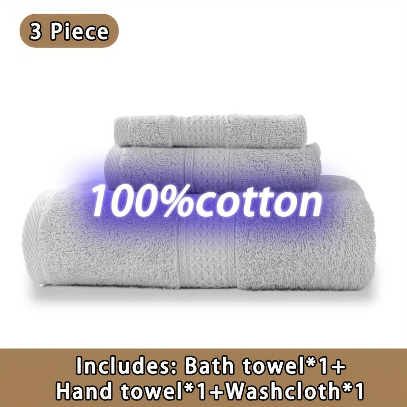 100% Cotton Bath Towel Set 3 or 6 Piece, Ultra Soft Highly Absorbent Knit Towels for Bathroom, Hotel Quality Bath Towels for Home Shower Spa Sauna, 360GSM Thick Towel Set in Grey Blue White