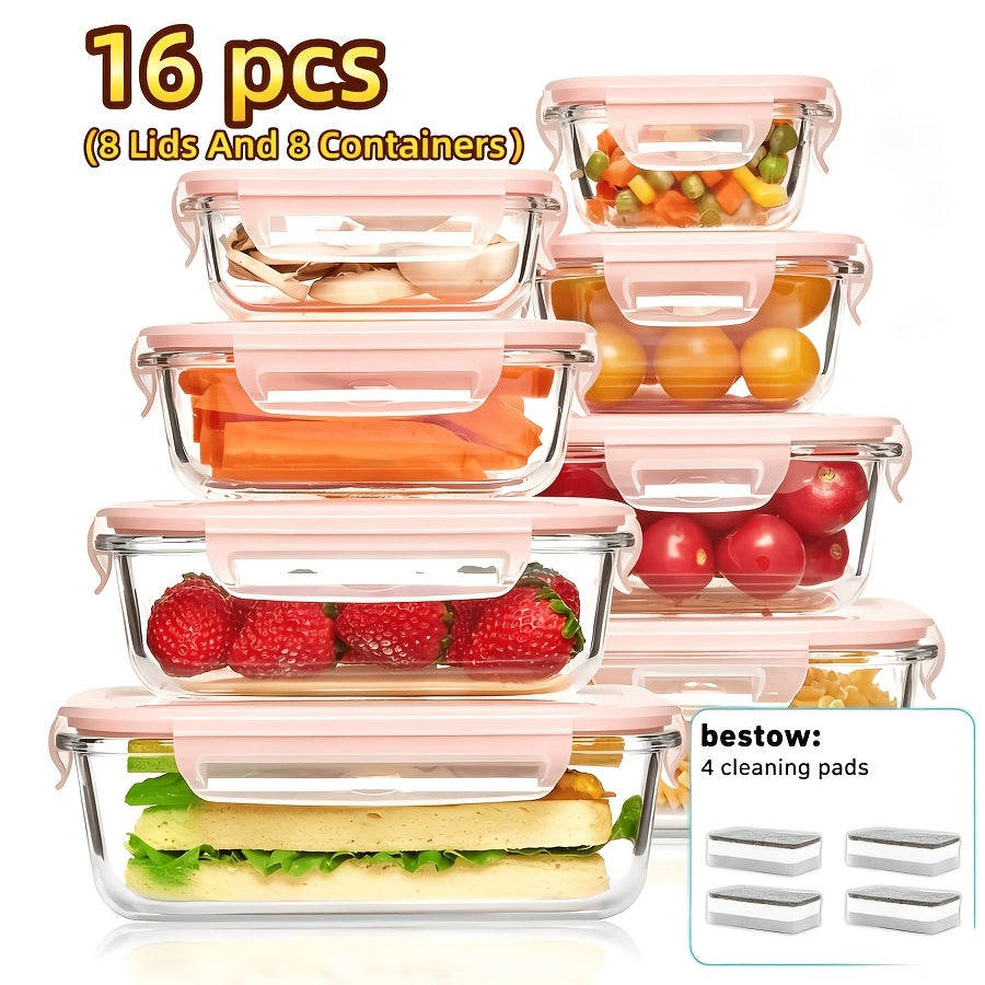 Airtight Glass Food Storage Containers Set with Lids, 16/20 Piece Meal Prep Containers Glass Airtight for Salads Fruits Vegetables Sandwiches, Microwave Oven Freezer Safe Lunch Box Picnic Outdoor