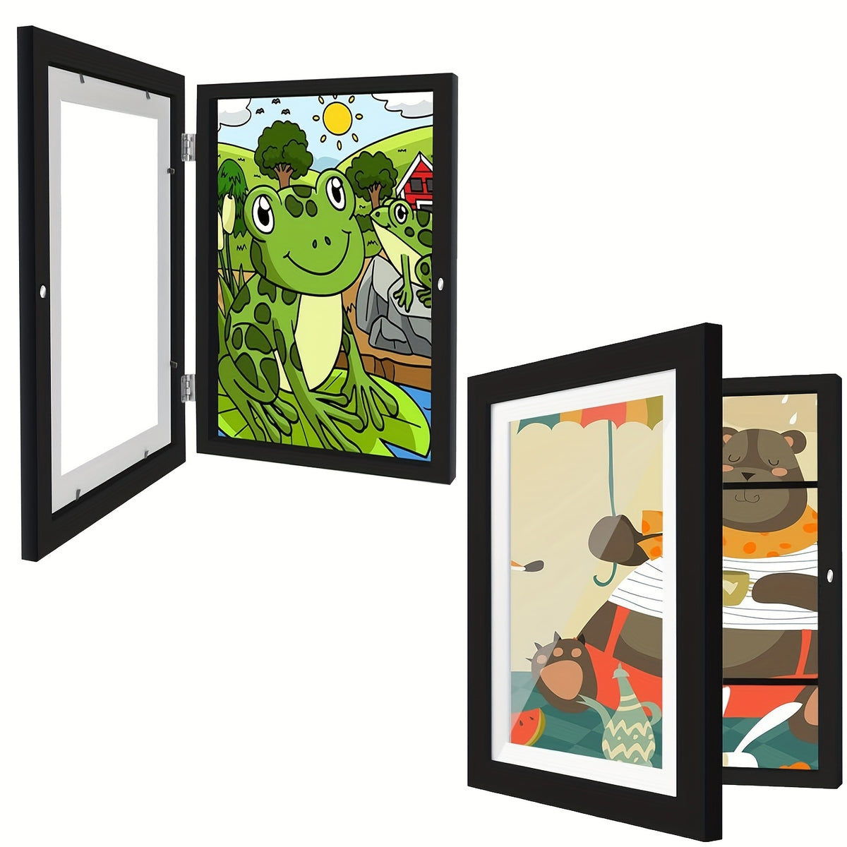 Kids Artwork Frame Front Opening Changeable 8.5x11 Children Art Display Picture Frame for Drawing Crafts Photos Holds 130 Pieces Wood Black White 1 2 4 8 Pack