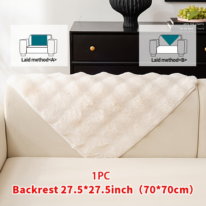 Faux Rabbit Plush Sofa Cover Winter Warm Thickened Anti-Slip Furniture Protector – Soft Pet-Friendly Couch Cover for Living Room Bedroom Office, 4 Colors