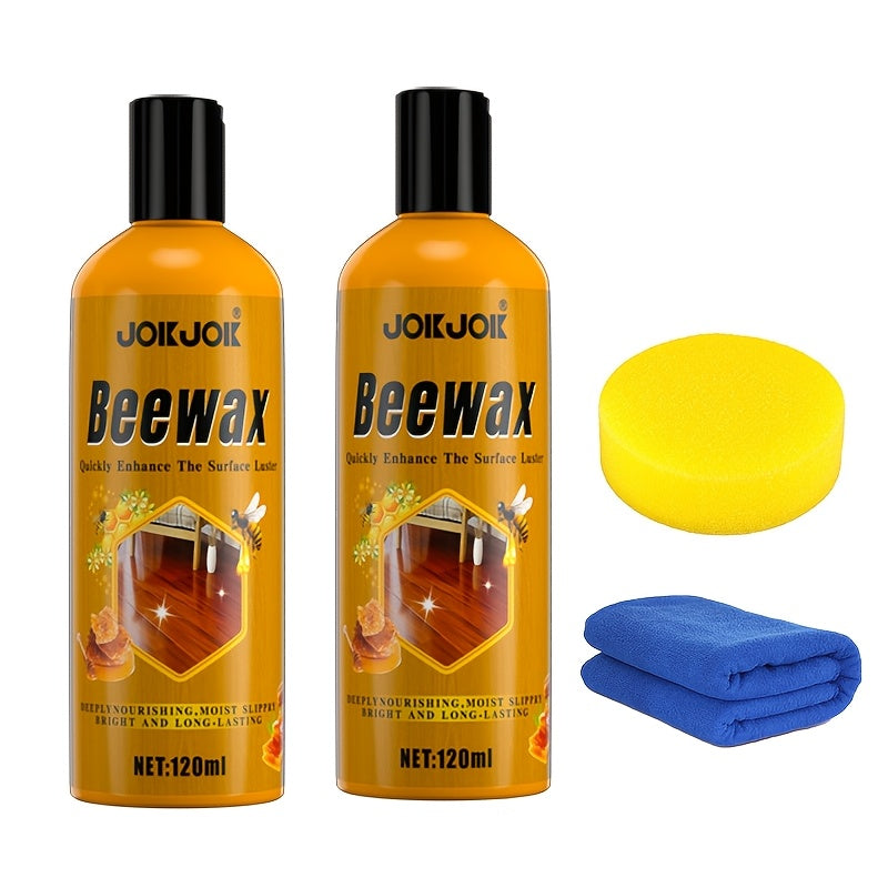 Natural Beeswax Wood Repair & Care Kit 3-Piece – Professional Grade Wood Furniture Restorer for Scratches Dryness Dullness, Moisturizes & Protects Solid Wood Floors Countertops Doors Windows