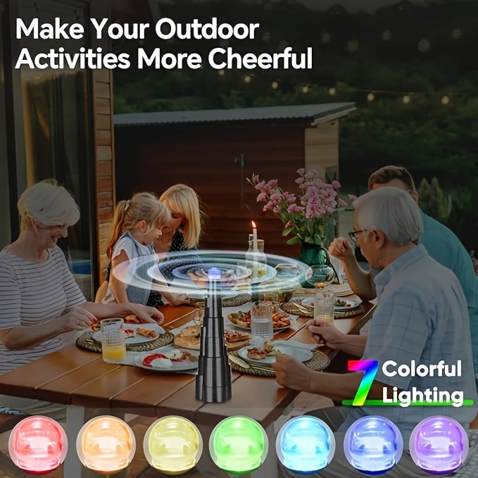 Table Fly Fan Set of 4 – USB Rechargeable LED Fly Repellent Fan Portable Tabletop Fly Spinner Keep Flies Away Indoors Outdoors BBQ Camping Picnic Patio Dining & Food Protection