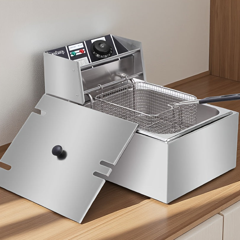 Commercial Electric Deep Fryer Dual Basket 3.17 Gal 5000W High Power Adjustable Temperature 140-392°F Rotating Fryer Heads - Restaurant Grade Home Kitchen Countertop Oil Fryer