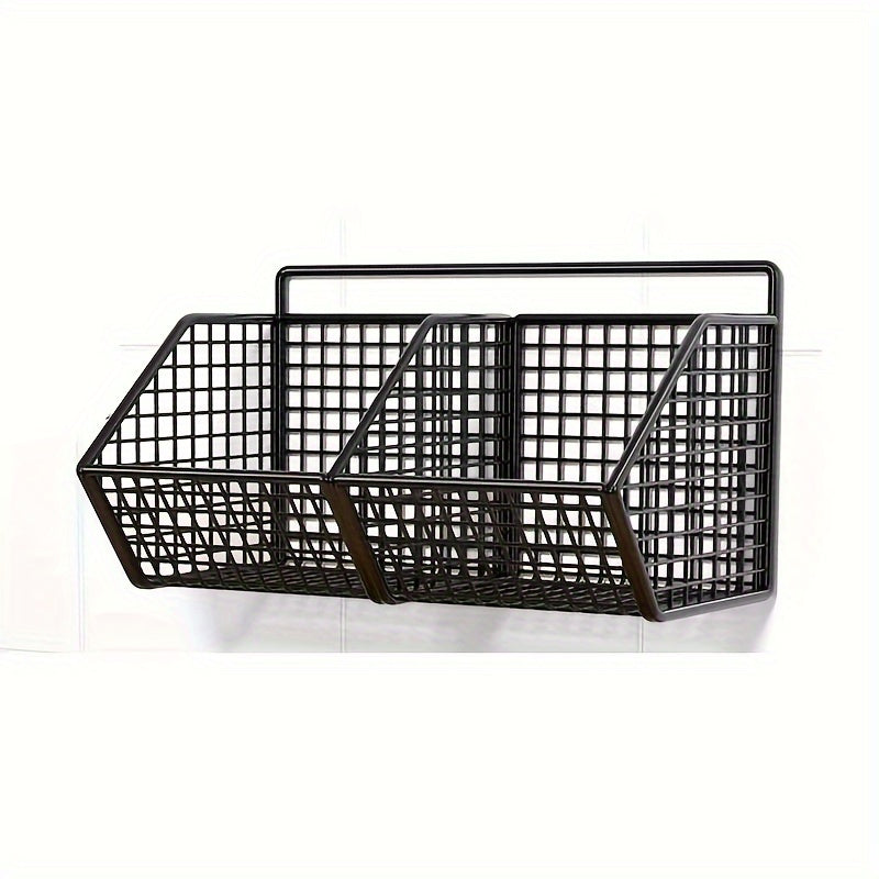 Wall-Mounted Wire Storage Basket Carbon Steel Hanging Rack Kitchen Bathroom Bedroom Organizer Sponge Holder Single Layer