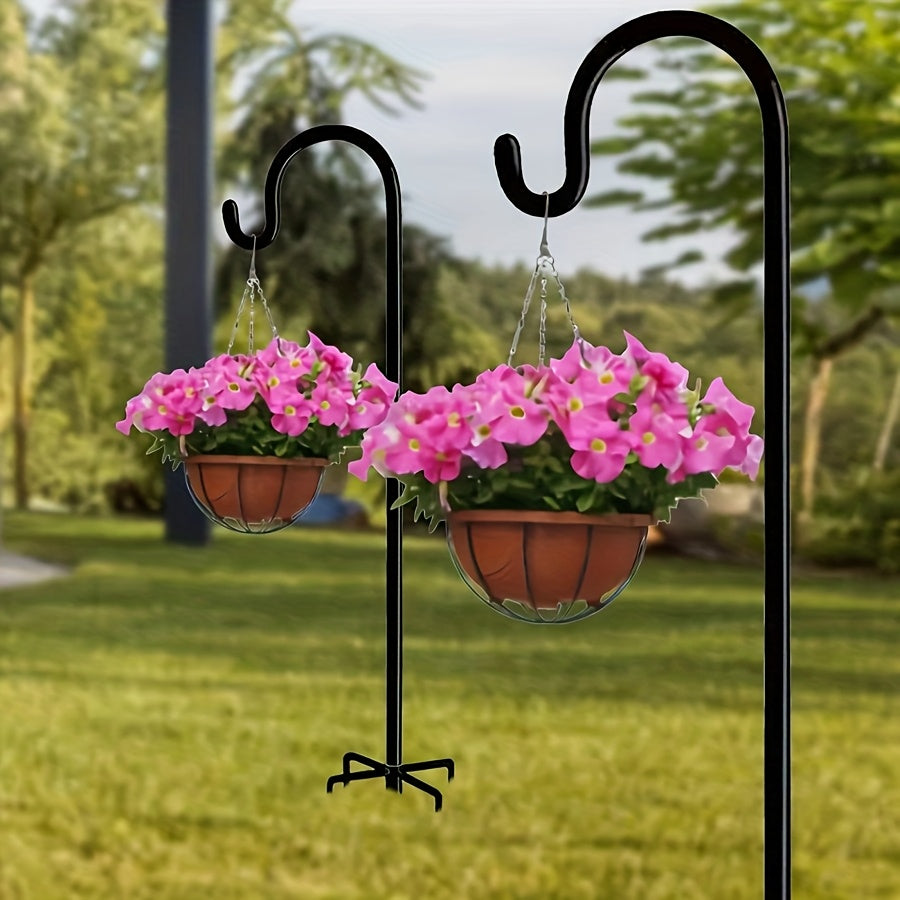 Shepherd Hooks for Outdoor Garden 2 Pack – Heavy Duty Metal Pole with 5-Claw Adjustable Hook for Bird Feeders Hanging Flower Baskets Solar Lights Lanterns Wedding Halloween & Christmas Yard Decor