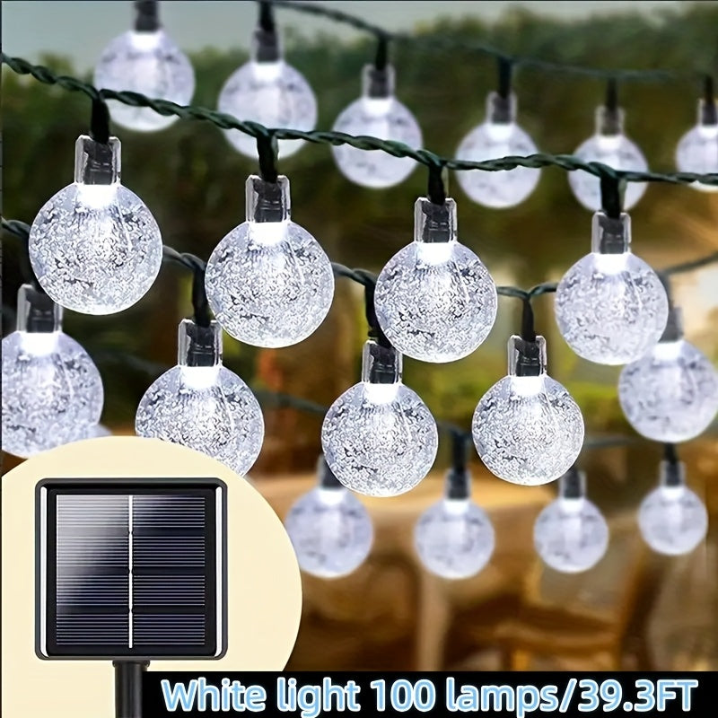 Solar String Lights Outdoor Crystal Ball 100-200 LED IP44 Waterproof Garden Patio Yard Balcony Camping Party Decor Warm White Multicolor Purple