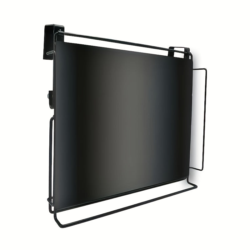 Over Cabinet Door Organizer Foldable Stainless Steel Countertop Storage Rack Kitchen Bathroom Hanging Shelf Space-Saving No-Drill Multi-Use Rack Silvery Black