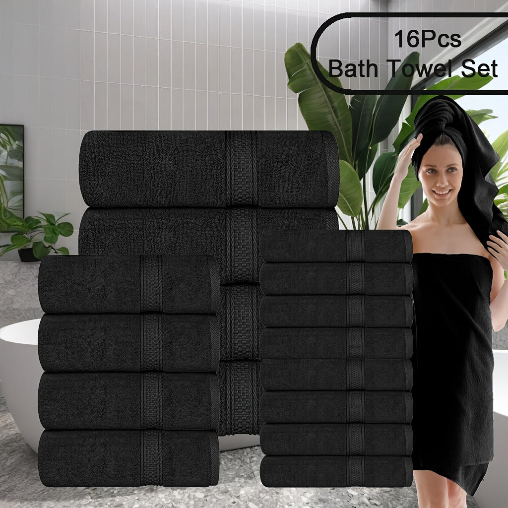 Towel Set 8 Piece & 16 Piece – Soft Absorbent Bath Towels, Hand Towels & Washcloths | Quick Dry Thickened Bathroom Towels for Home Hotel Spa | 12 Colors