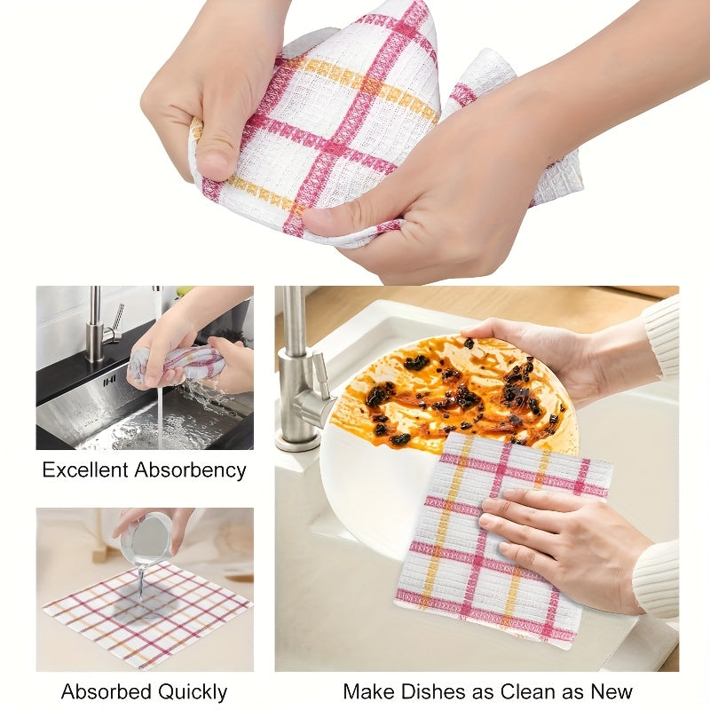 Kitchen Dish Cloths 12 Pack – Super Absorbent Waffle Weave Dishwashing Scrubbing Towels, Christmas Holiday Kitchen Towel Set Assorted Colors, 12x12 Inch Reusable Dish Rags for Home Kitchen