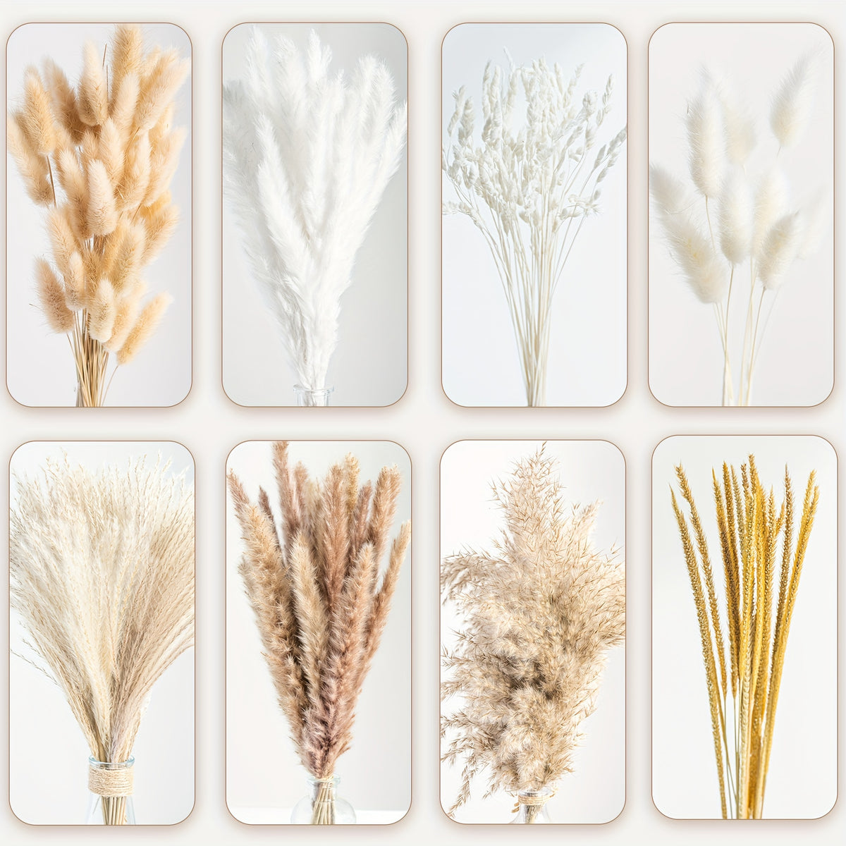 Pampas Grass Decor 120pcs Dried Flowers Bouquet with Bunny Tails Reed Grass for Wedding Centerpiece Boho Home Table Decor, Rustic Farmhouse Vase Arrangement, Aesthetic Room Decor