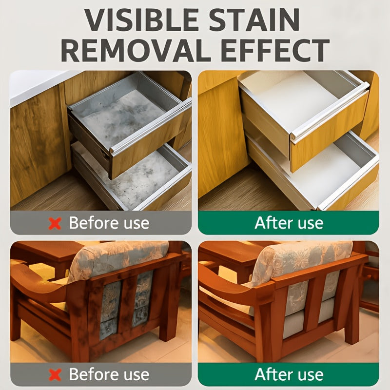 Kitchen Cabinet Cleaner Oil Stain Remover with Sponge, Heavy-Duty Degreaser for Wooden Shelves & White Furniture, Yellowing Removal & Furniture Refurbishing Agent for Home Kitchen