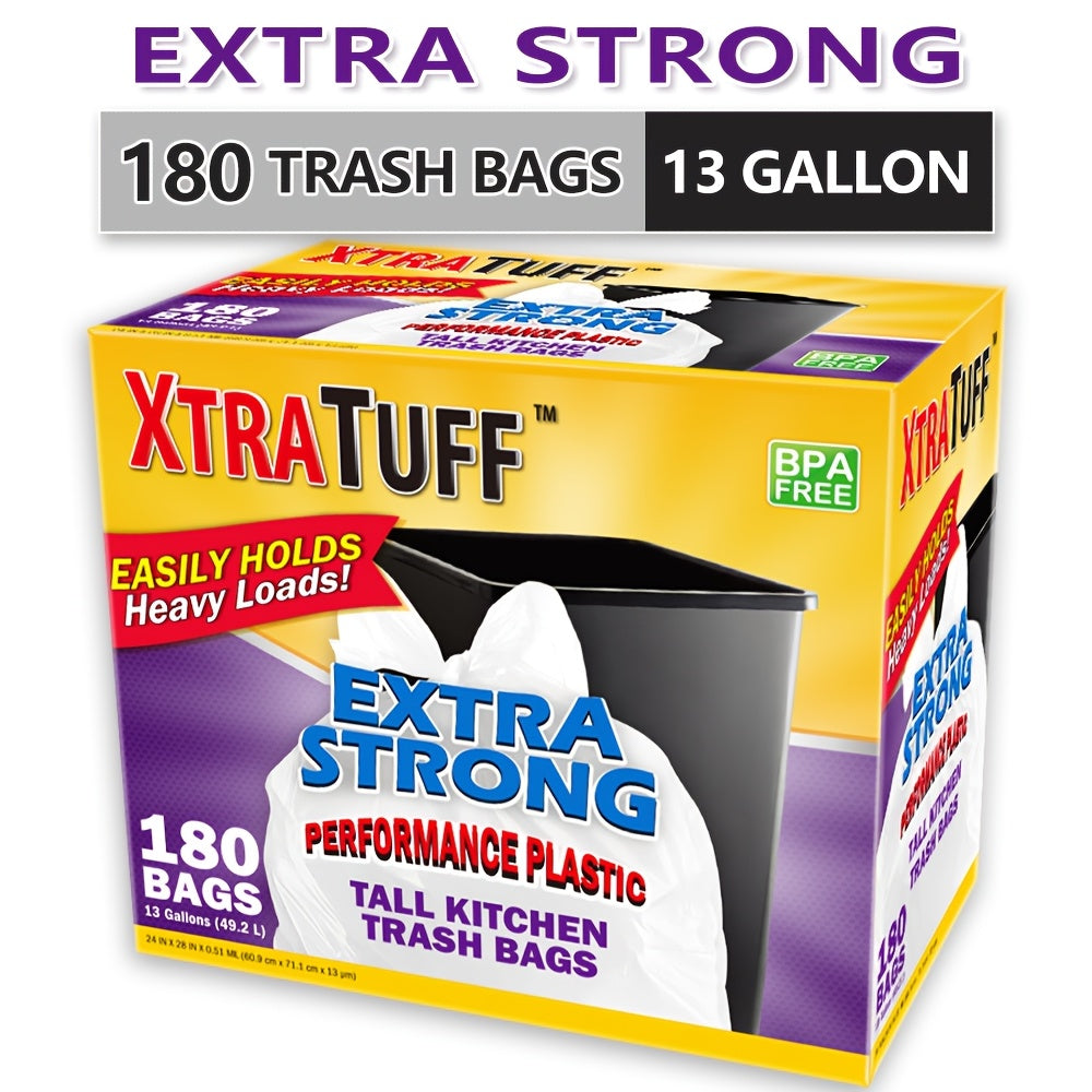 Expandable Trash Bags 13 Gallon Boxed Heavy Duty – Super Strong Leak-Resistant Odor-Proof Garbage Bags, Multiple Count Options 44 to 360 Bags, Drawstring & Clear Styles, Kitchen Bedroom Outdoor Use