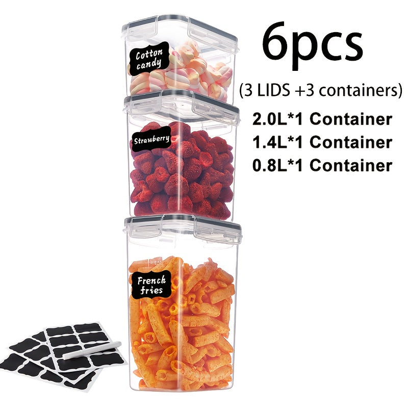 Airtight Food Storage Containers Set with Flip-Top Lids, Labels & Marker – BPA-Free Plastic Kitchen Pantry Organizer for Meal Prep, Travel & Outdoor Picnics (6 to 42 Jars + Lids)