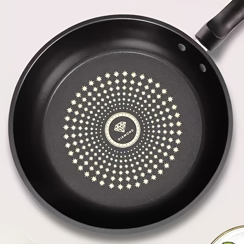 Non-Stick Frying Pan 9.45 Inch Cast Iron Skillet with Lid – Healthy Powder-Coated Cookware for Gas & Electric Stove, Perfect for Eggs, Steak & Pancakes | Red