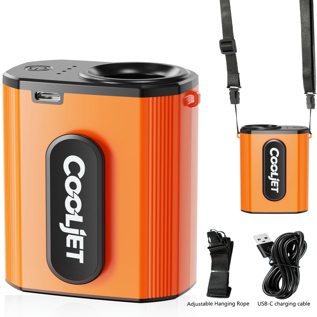 Portable Neck Fan 5000mAh - Wearable Waist Clip Hanging Fan with 18000RPM Brushless Motor, 4-Speed Wind, LED Battery Indicator, Hands-Free Personal Fan for Outdoor Work Camping Hiking, Military Green Orange