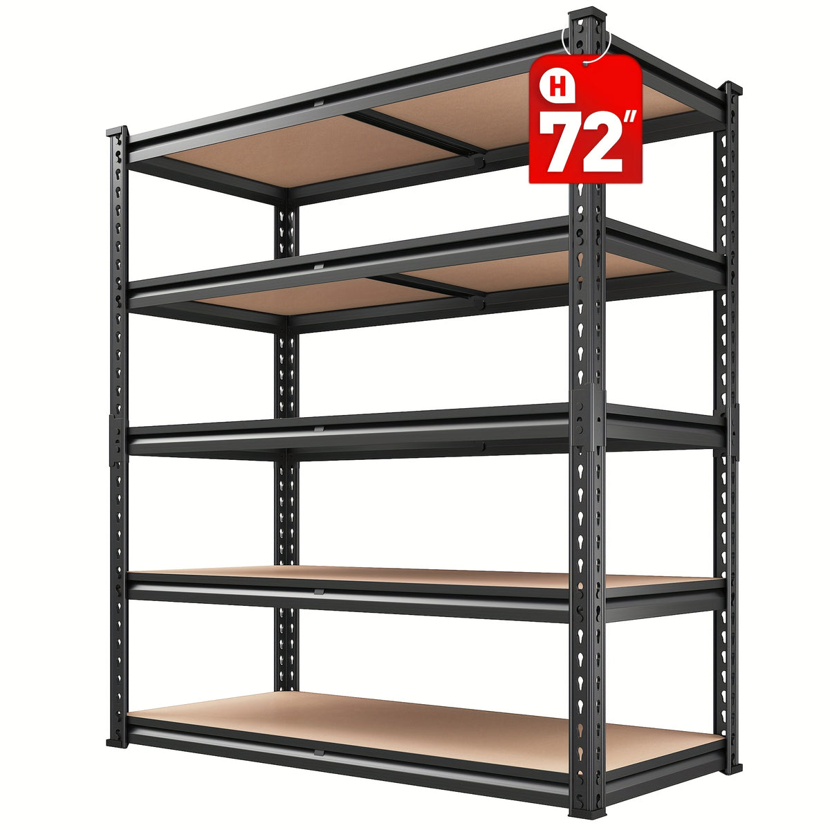 Heavy Duty Metal Shelving Unit 5-Tier 72"H 2000LBS Garage Storage Shelf 35.5"W x 72"H x 15.8"D – Adjustable Steel Wire Rack for Garage Basement Pantry Kitchen Utility, No Bolts Easy Assembly