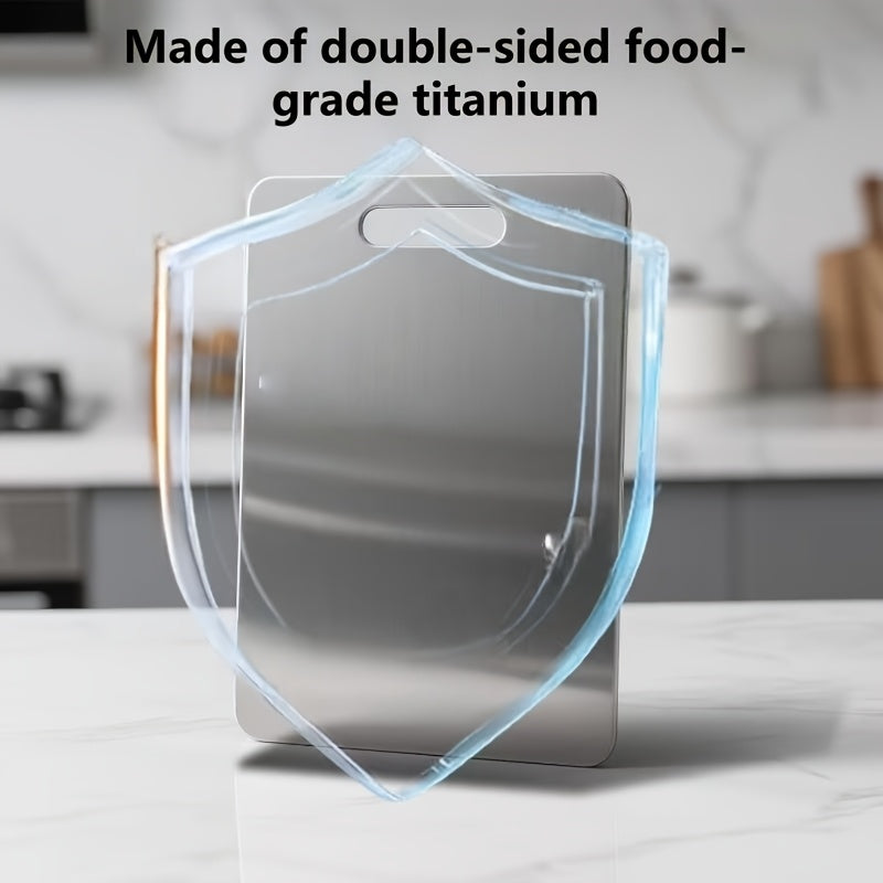 Titanium Cutting Board Set of 3 - Heavy-Duty Rust-Resistant BPA-Free Kitchen Prep Boards with Hook Handles & Rounded Edges, Space-Saving Design for Meat, Vegetables & Fruits, Home & BBQ