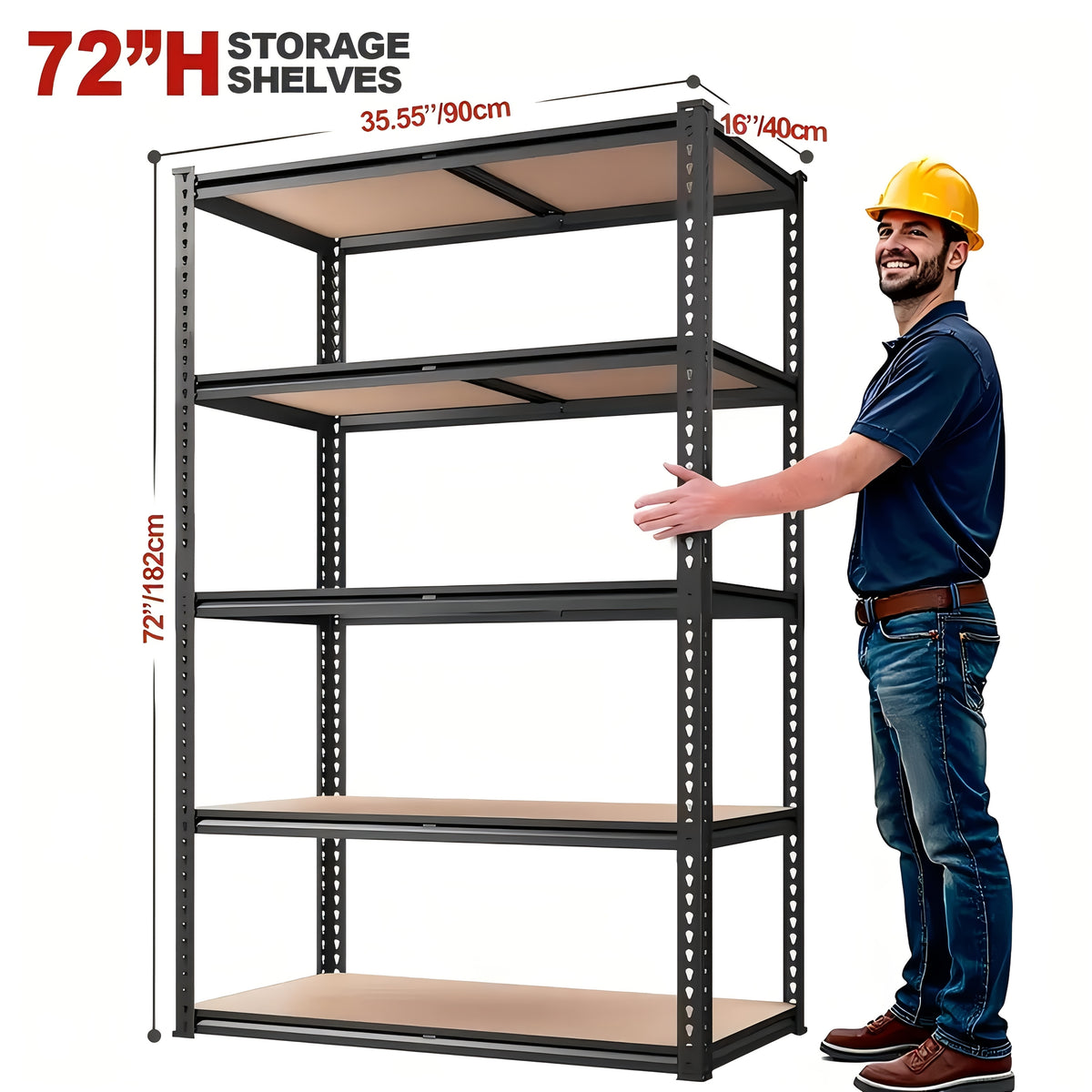 Heavy Duty Metal Shelving Unit 5 Tier 2000LBS Capacity, Adjustable Steel Storage Shelves for Garage Basement Warehouse Kitchen Pantry, Industrial Metal Shelf Rack in 60 or 72 Inch Height, Black