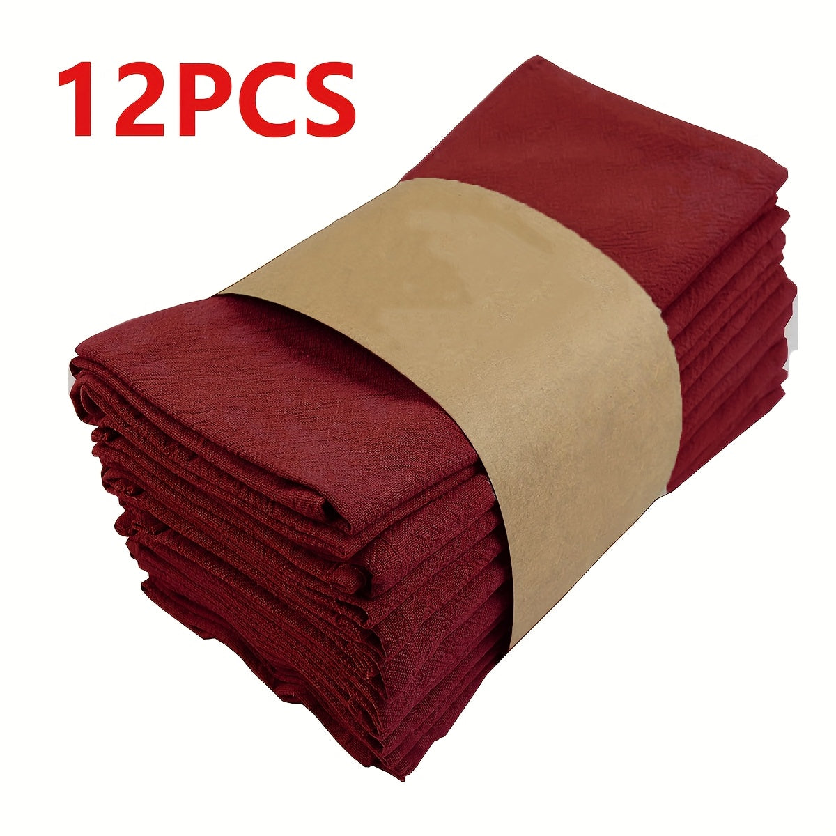 Cloth Napkins Set of 6 or 12 Solid Color Pleated Texture 16x16 Inch Washable Reusable Fabric Napkins for Wedding Dinner Party Banquet Restaurant Kitchen Table Decor