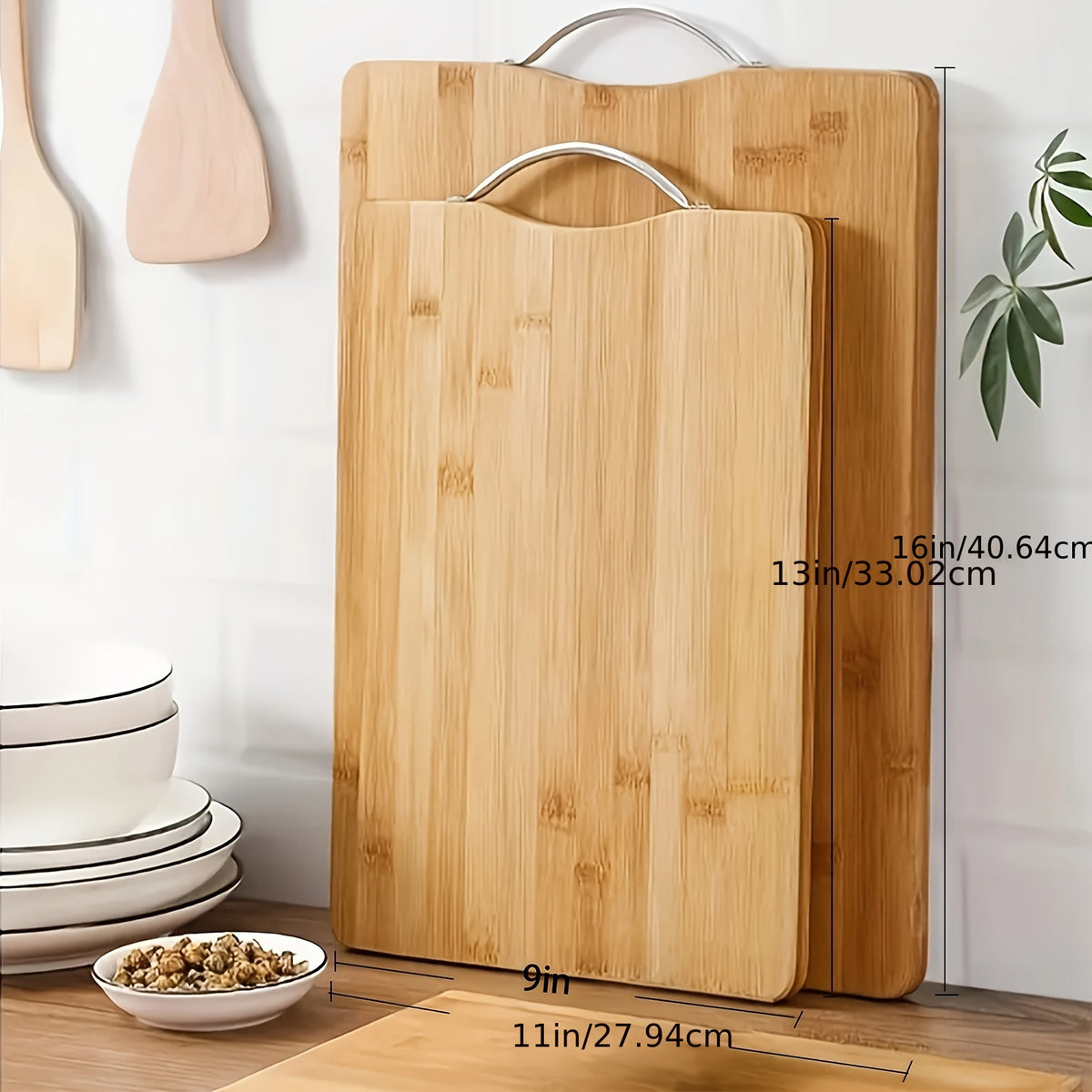 Bamboo Cutting Board Large Natural Wooden Chopping Board for Kitchen Meat Vegetable Bread Prep – Eco-Friendly Thick Butcher Block