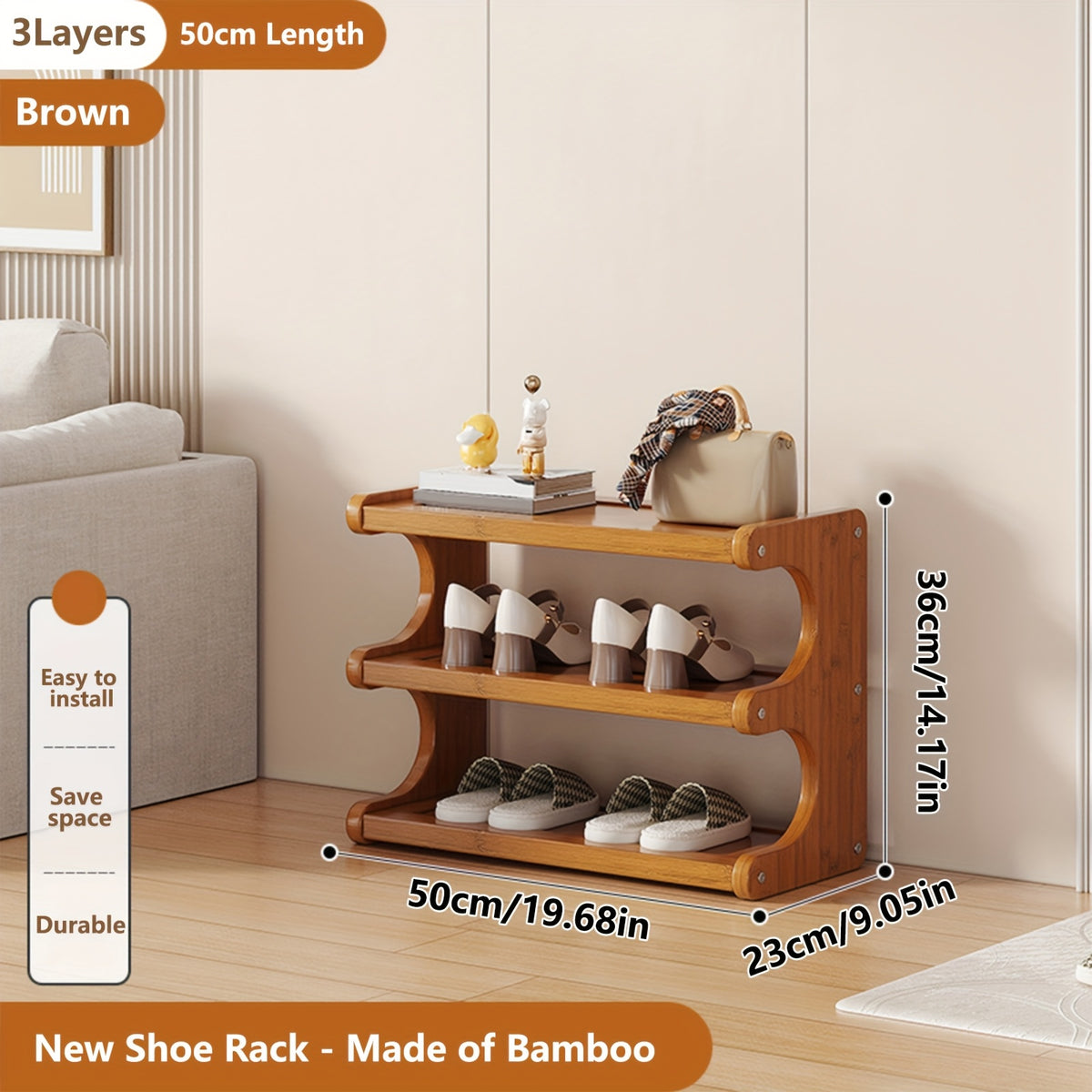 Bamboo Shoe Rack Freestanding 3 5 6 Tier Wood Grain Finish Space Saving Shoe Shelf Entryway Bedroom Closet Dorm Easy Assembly Shoe Storage Organizer Brown