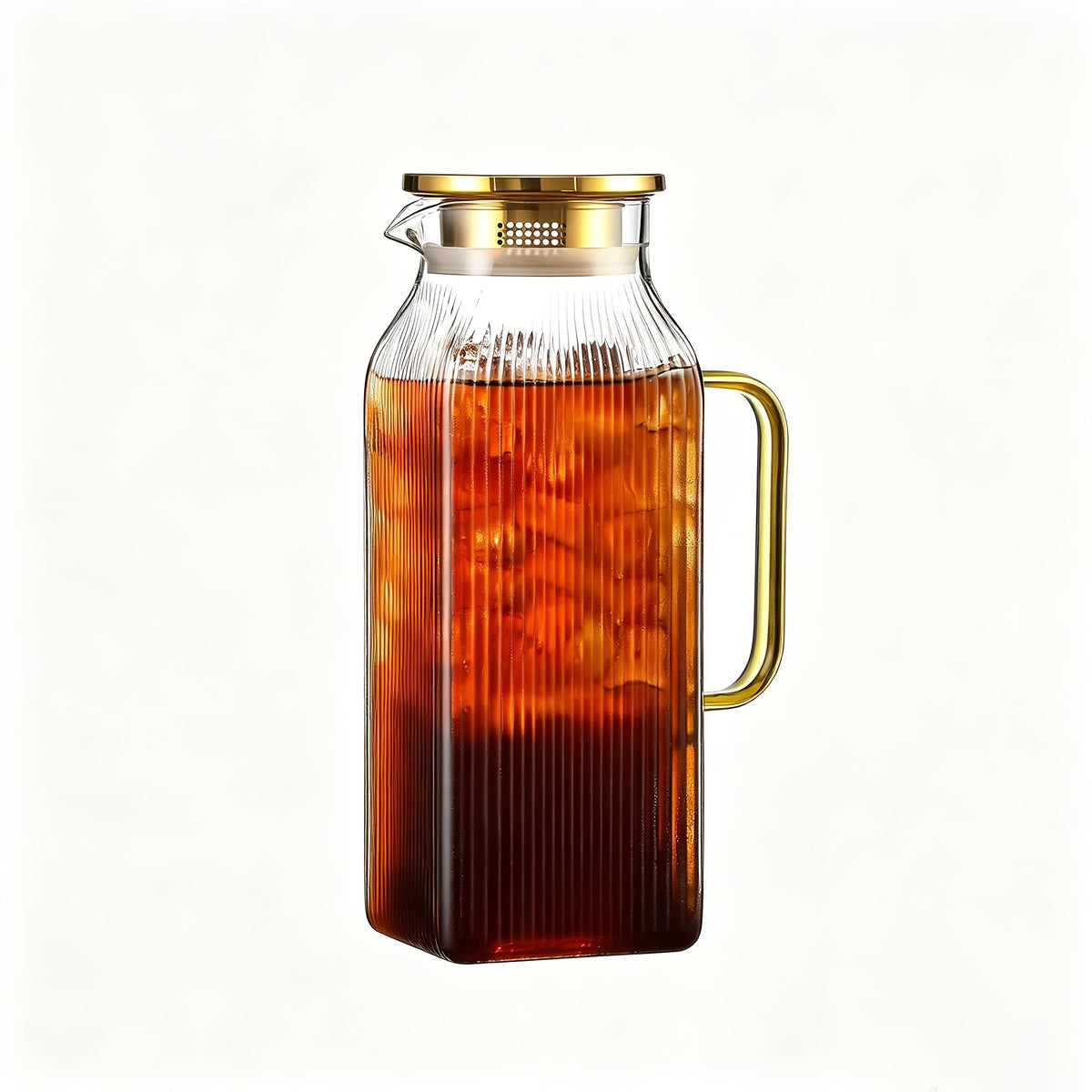 Glass Pitcher with Lid 68oz 2L Square Borosilicate Water Jug for Fridge Iced Tea Coffee Lemonade – Heat Resistant Carafe for Hot Cold Drinks, 1 or 2 Pack Bundle