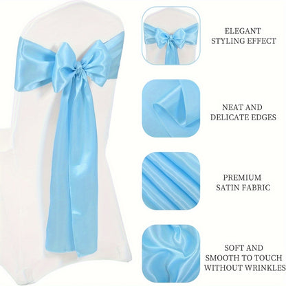 Satin Chair Sashes 60pcs 7x108 Inch Wedding Bow Decorations for Wedding Banquet Party Christmas Thanksgiving Graduation Outdoor Events - 18 Colors