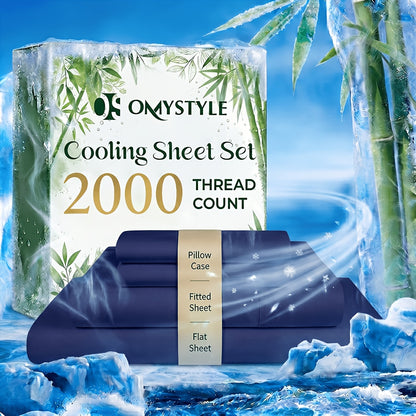 Bamboo Cooling Bed Sheet Set Twin Full Queen King - Breathable Moisture-Wicking Soft Sheets for Hot Sleepers, 4-Piece with Fitted Sheet Flat Sheet Pillowcases, 9 Colors