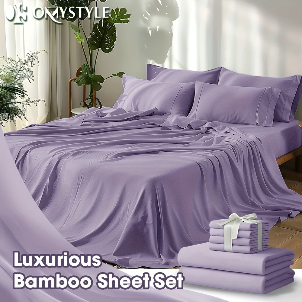 2000TC Bamboo Cooling Sheet Set Ultra Soft – 16 Inch Deep Pocket Fitted Sheet for Hot Sleepers, Shrink Fade Wrinkle Resistant Breathable Bedding | Twin Full Queen King | 11 Colors | Home Viaco
