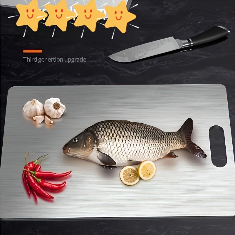 Stainless Steel Cutting Board Set of 3 - Rust-Resistant BPA-Free Dishwasher Safe Kitchen Prep Boards, Antibacterial Metal Chopping Board Set Small Medium Large for Meat Vegetables Fruits
