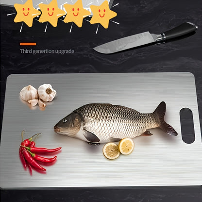Stainless Steel Cutting Board Set of 3 - Rust-Resistant BPA-Free Dishwasher Safe Kitchen Prep Boards, Antibacterial Metal Chopping Board Set Small Medium Large for Meat Vegetables Fruits