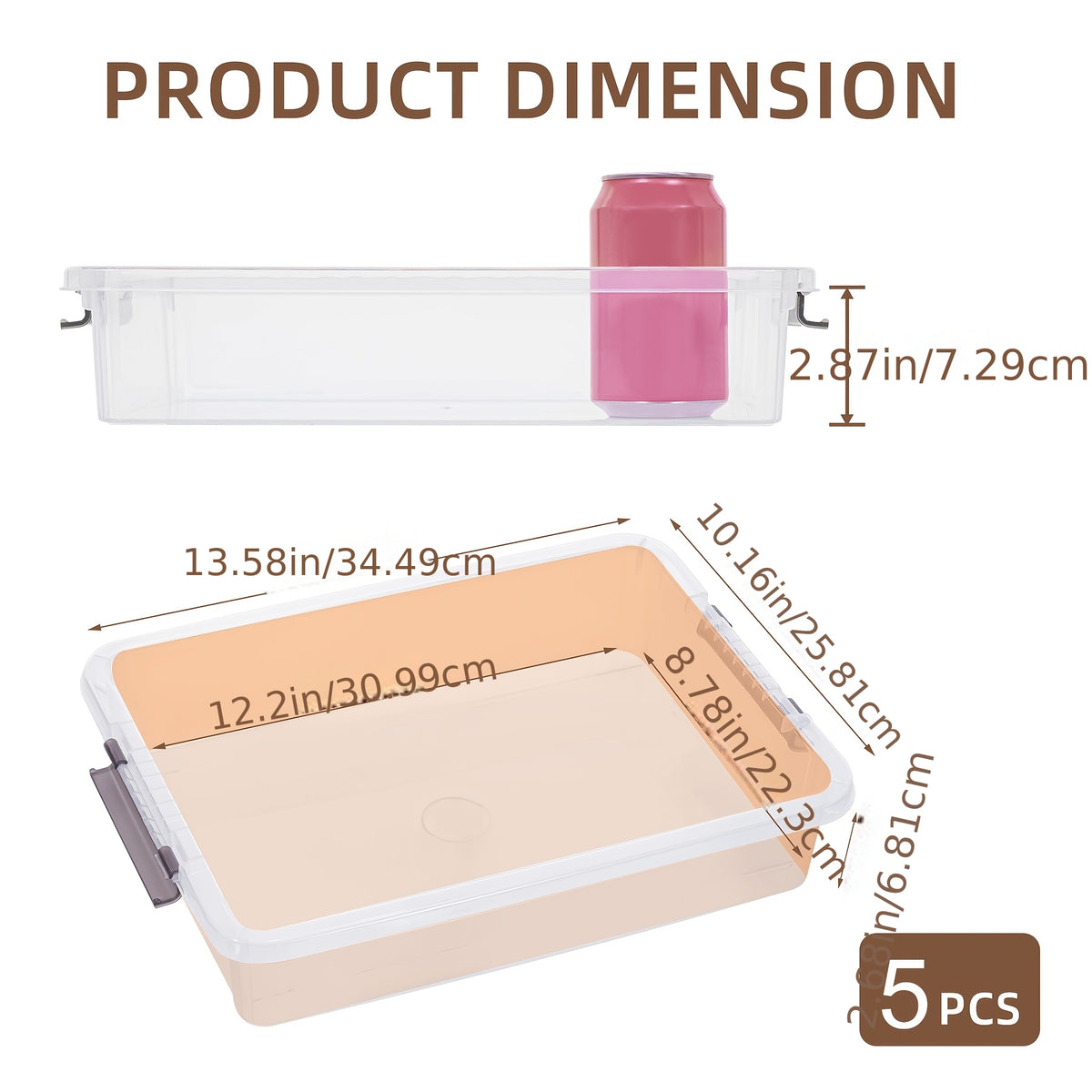 Stackable Storage Boxes with Lids Clear Plastic 5-Pack Waterproof Clip-On Organizer for Craft Supplies Beads Sewing Art Office Home