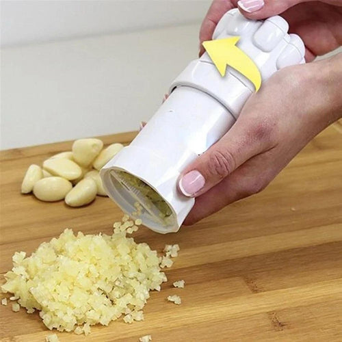 5-in-1 Garlic Press with Stainless Steel Blades & Ergonomic Handle – Heavy Duty Garlic Crusher Mincer Peeler Chopper Mixer, Dishwasher Safe Space-Saving Kitchen Gadget, 2 Pack