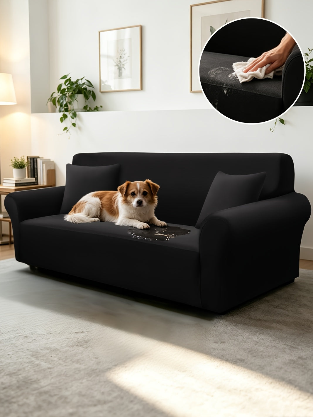 Stretch Sofa Cover with Elastic Band – Milk Fiber Slipcover, Machine Washable, Fits 1 to 4-Seater Sofas & Armchairs, Red Gray Blue Black Coffee