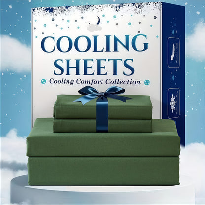 Cooling Bed Sheet Set 3 or 4 Piece Deep Pocket Fitted Sheet Flat Sheet Pillowcase Hotel Luxury Soft Wrinkle Free Twin Full Queen King Size 22 Colors