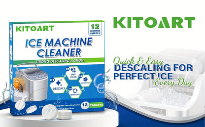 Ice Maker Cleaning Tablets 12/24/36 Pack – Deep Cleaning Descaler & Deodorizer, Food-Grade Citric Acid, Nickel-Safe, No Residue, Compatible with All Countertop & Portable Ice Machines