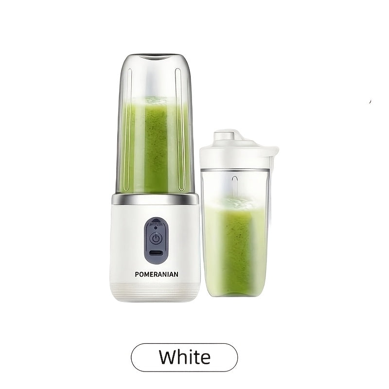 Portable Blender Juicer Double Cup USB Rechargeable 1500mAh, Personal Mini Blender for Fruit & Vegetable Smoothies, Food Grade ABS, Compact Travel Juicer with Gift Box – Pink, Blue or White
