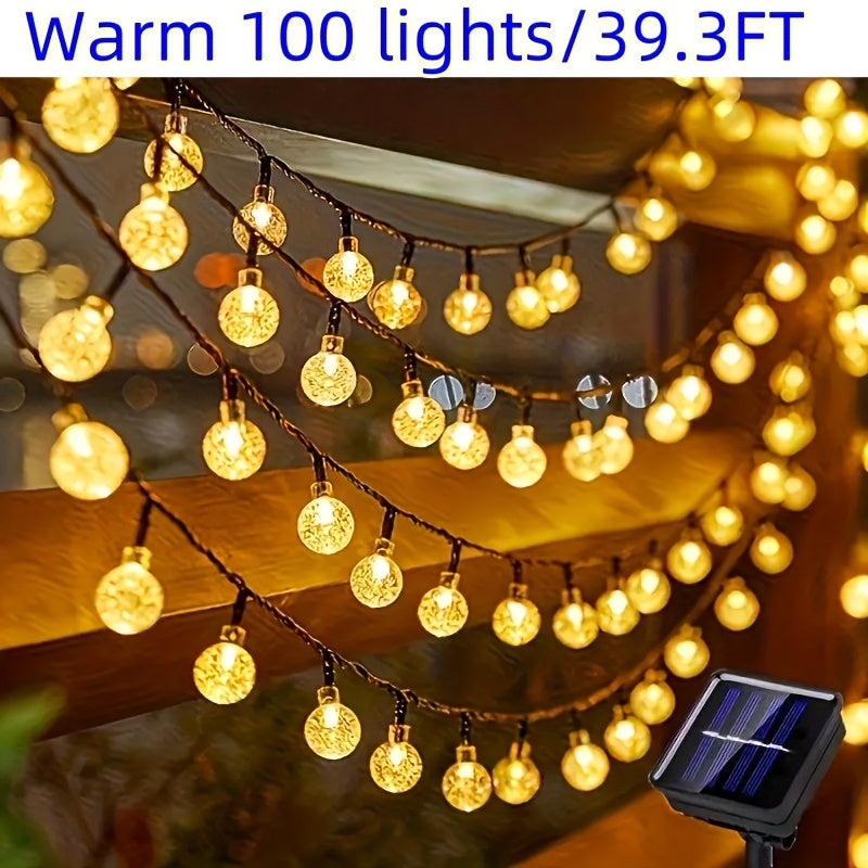 Solar String Lights Outdoor Crystal Ball 100-200 LED IP44 Waterproof Garden Patio Yard Balcony Camping Party Decor Warm White Multicolor Purple