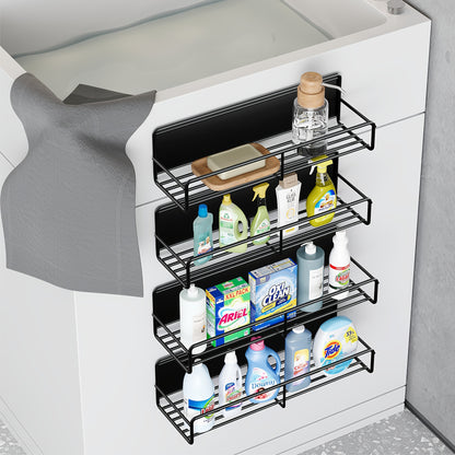 Magnetic Spice Shelf 4-Pack No-Drill Refrigerator Kitchen Storage Rack – Adjustable Strong Magnetic Wall Mounted Shelf for Spices, Coffee Bar, Washing Machine, Kitchen Organizer Accessories