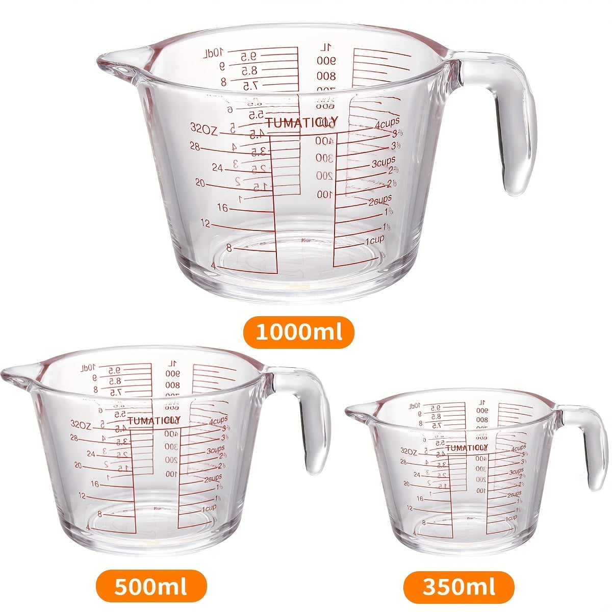 Glass Measuring Cups Set Tempered Glass with Ergonomic Handle Dishwasher Microwave Freezer Oven Safe – 11.83oz 16.91oz 33.81oz Transparent Kitchen Measuring Set 1 or 3 Piece