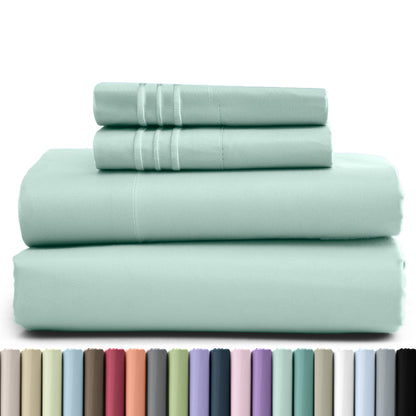 1800 Series Bed Sheets Set 4 Pieces – Brushed Microfiber Deep Pocket Sheet Set with Pillowcases, Cooling & Breathable Bedding for All Seasons, Fade Resistant, Fits Mattresses Up to 16 Inches