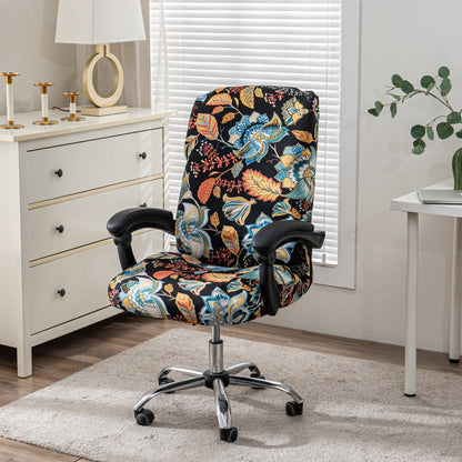Stretch Printed Office Chair Cover | Universal Spandex Desk Chair Slipcover with Zipper | Removable Washable Anti-Dust Chair Protector, Multiple Colors