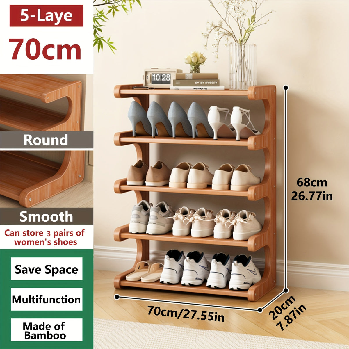 Cube Shoe Storage Rack 3/5/6 Tier with Wood Grain Finish – Freestanding Multi-Layer Independent Shoe Shelf, Space-Saving Easy Assembly Organizer for Entryway Dorm Bedroom Closet, Brown
