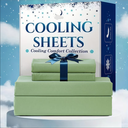 Cooling Bed Sheet Set 3 or 4 Piece Deep Pocket Fitted Sheet Flat Sheet Pillowcase Hotel Luxury Soft Wrinkle Free Twin Full Queen King Size 22 Colors